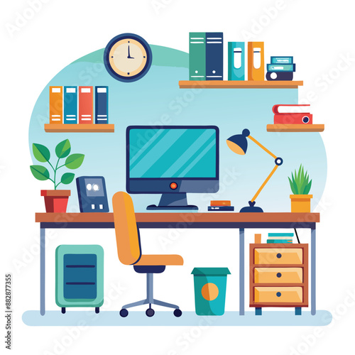 Empty coworking area no people with open space modern office interior and premium interior look