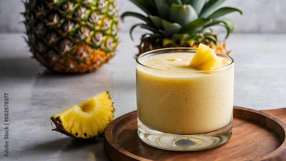 Pineapple and Coconut Smoothie in Glass Pineapple and Coconut Smoothie in Glass
