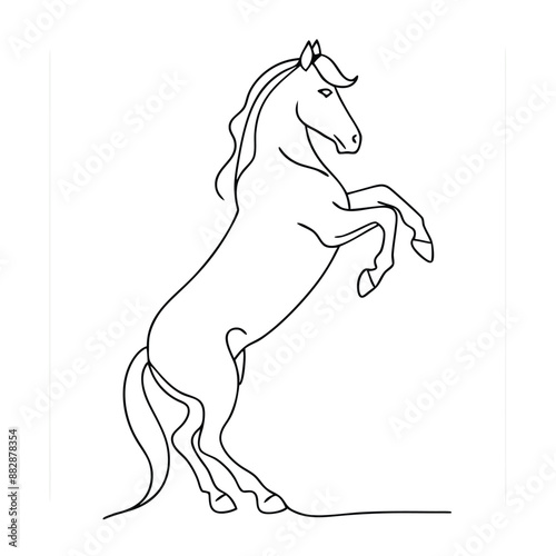 rearing horse, line art. vector illustration 