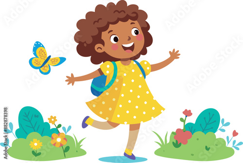 Girl dressed as fairy with butterflies