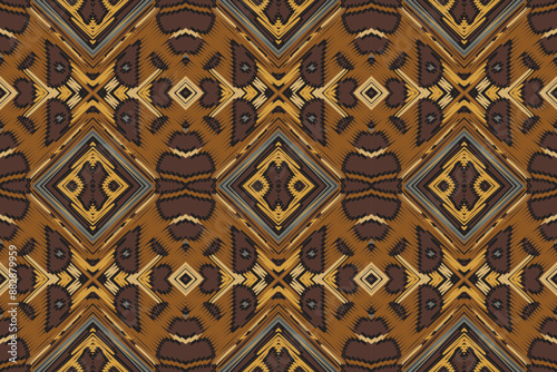 Ethnic motif baroque flower damask pattern. Damask pattern. Ikat geometric folklore ornament. Tribal ethnic vector texture. Seamless striped