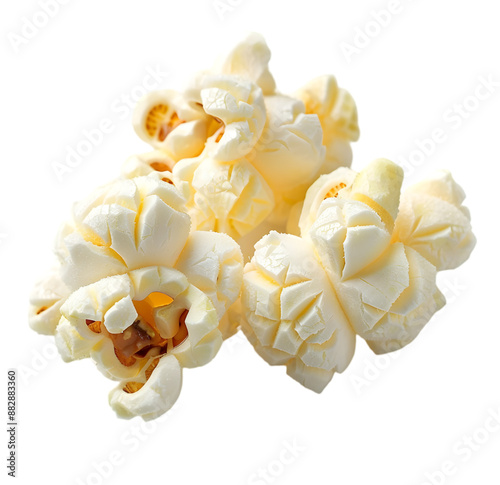  Pieces of white cheddar popcorn that would be on packaging, isolated on Transparent background. 