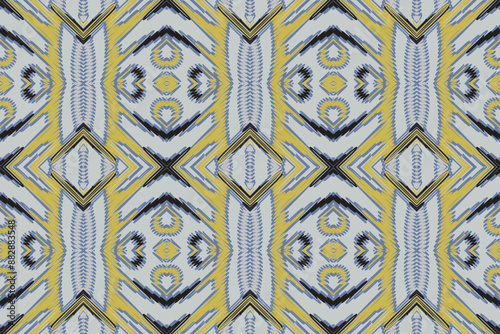 Ethnic motif baroque flower damask pattern. Damask pattern. Ikat geometric folklore ornament. Tribal ethnic vector texture. Seamless striped