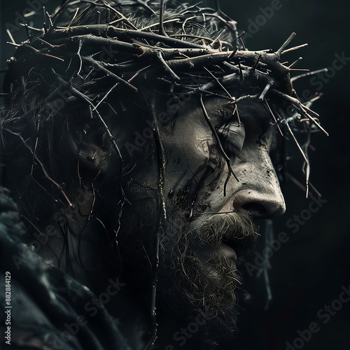 Depiction of Jesus Christ with a crown of thorn