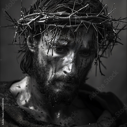 Depiction of Jesus Christ with a crown of thorn