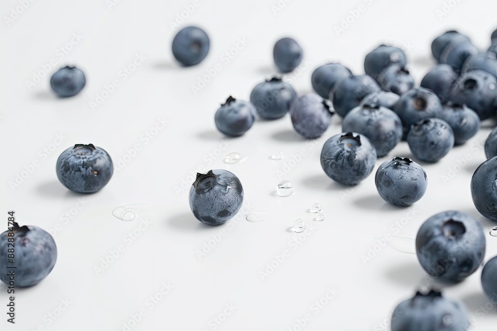 Blueberries on white background with empty space. Macro berries. Blueberries on white background with empty space. Macro berries.