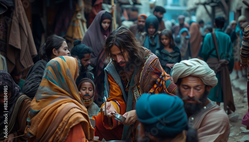 Jesus helping the people