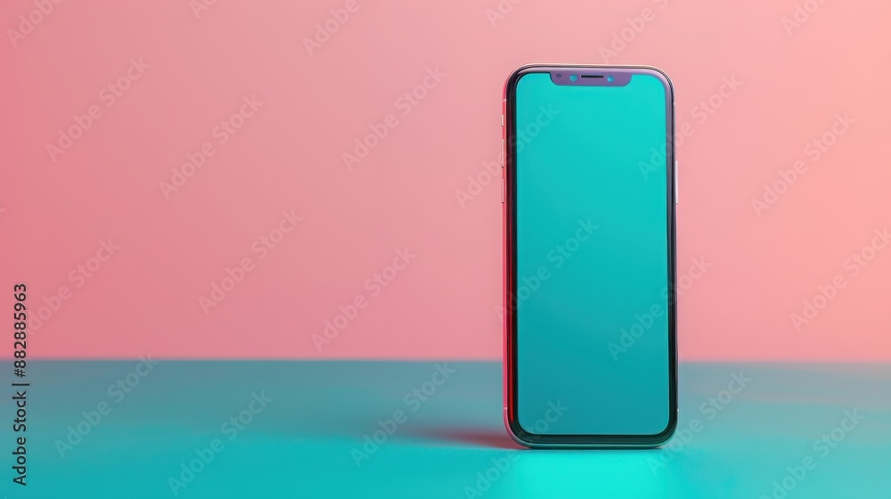 Modern smartphone with blank screen on vibrant gradient background, perfect for mockups and tech-related designs. Modern smartphone with blank screen on vibrant gradient background, perfect for mockups and tech-related designs.