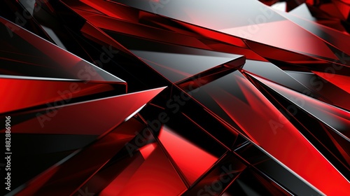 Wallpaper Mural Red and black geometric shapes with reflective surfaces Torontodigital.ca