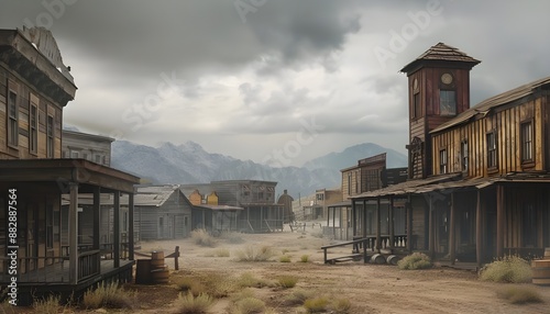 Gloomy day in an old West town © thiraphon