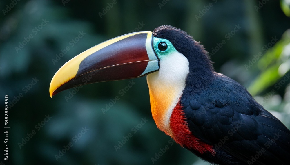 Obraz premium Close-up of a colorful toucan in the rainforest