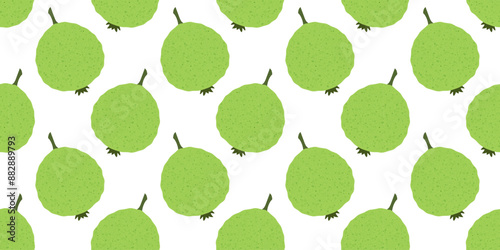 Guava pattern. Fresh ripe grape fruit seamless pattern. Juicy tropical green fruit pattern on white background.