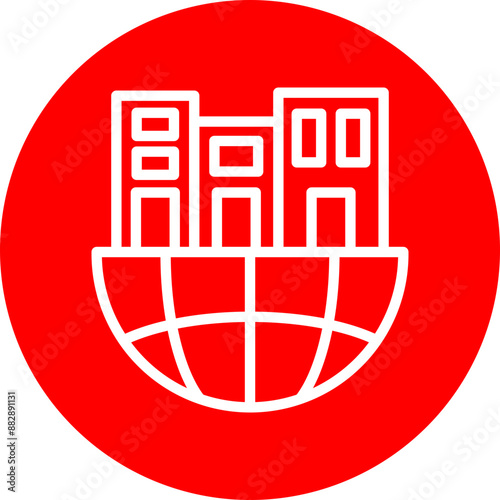Urban Sprawl Vector Line White Circle Red