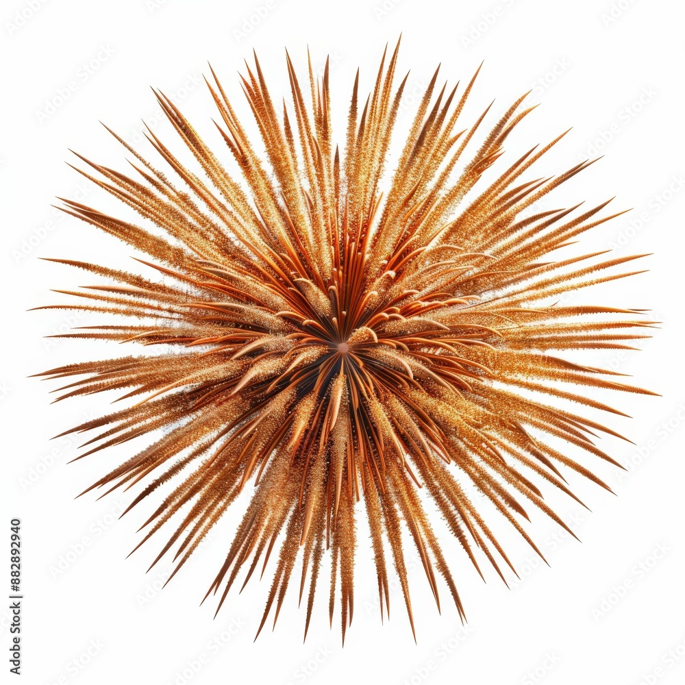 Fototapeta premium Close-Up of a Spiky Dried Flower Head with Radiating Brown Spines in a Circular Pattern