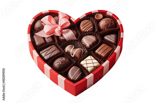 PNG cutout of heart shaped chocolate box with assorted choclates valentine theme gift box isolated on transparent background
