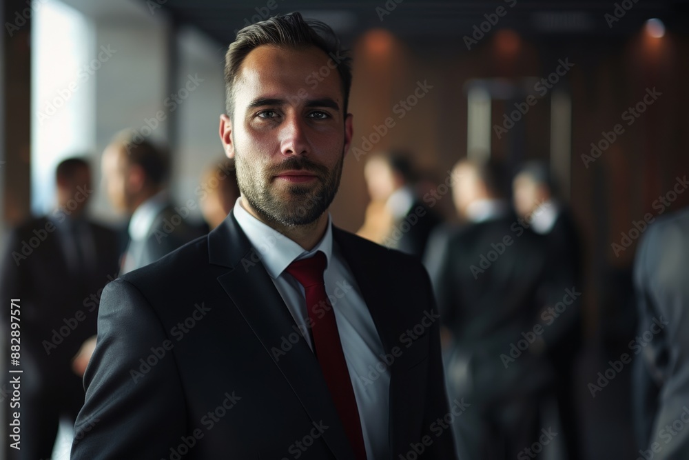Confident male executive inspiring trust and loyalty among team members, fostering a culture of success. Confident male executive inspiring trust and loyalty among team members, fostering a culture of success.
