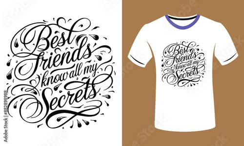 This sophisticated T-shirt features a swirling calligraphy design with intricate vector water drops, showcasing the phrase 