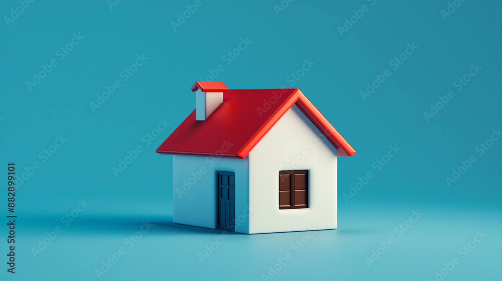 3D Small House Illustration on Blue Background - 3DSmallHouse 3D Small House Illustration on Blue Background - 3DSmallHouse