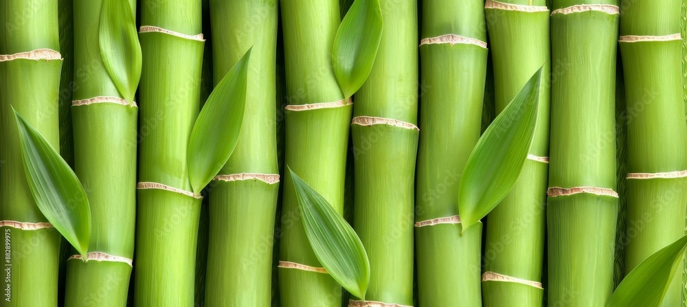 Detailed view of lush green bamboo stalks accentuating their captivating natural texture Detailed view of lush green bamboo stalks accentuating their captivating natural texture
