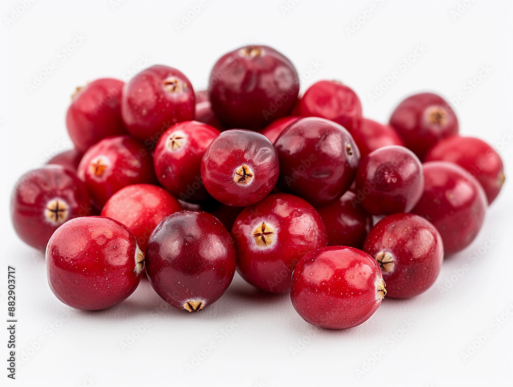 A Pile of Fresh Cranberries on a White Background A Pile of Fresh Cranberries on a White Background