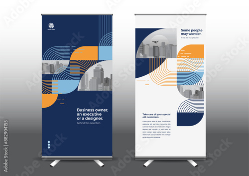RollUp template vector illustration, Designed for style applied to the expo. Publicity banners, business model vertical.