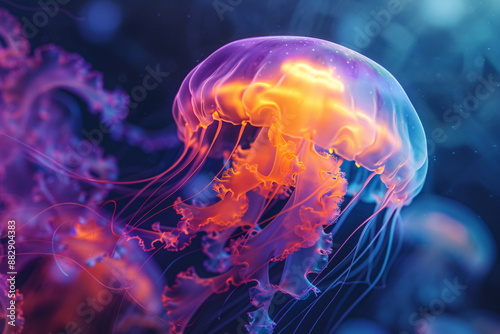 a jellyfish with orange and purple colors © Alexandru