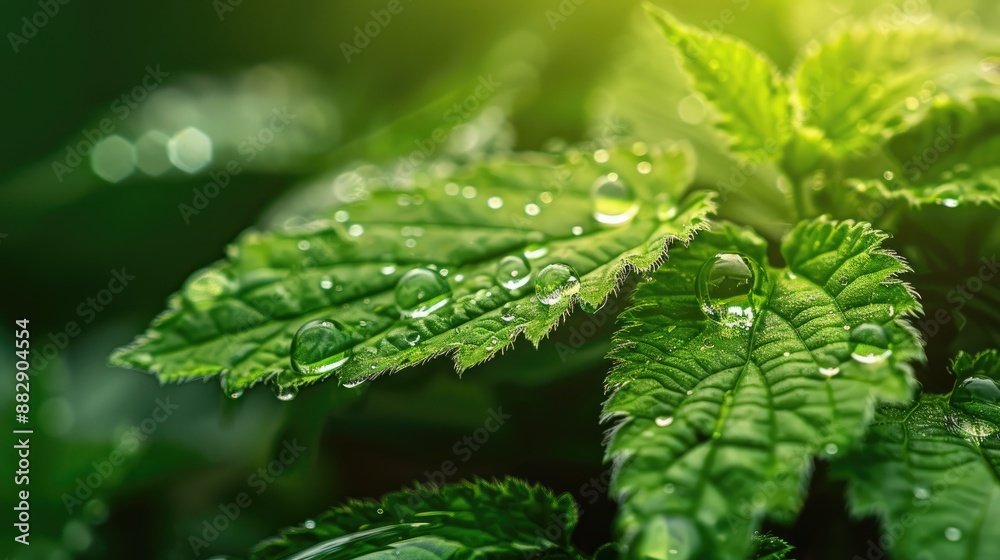 a drop of nettle essential oil. Selective focus a drop of nettle essential oil. Selective focus