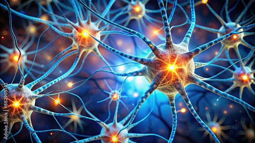 Close-up of neurons firing in the human brain , Neurons, brain, cells, science, biology, medical