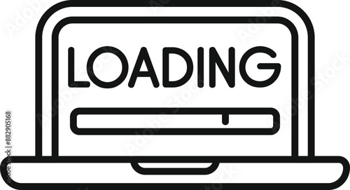 Minimalist icon of a laptop showing a loading bar, representing a system update in progress