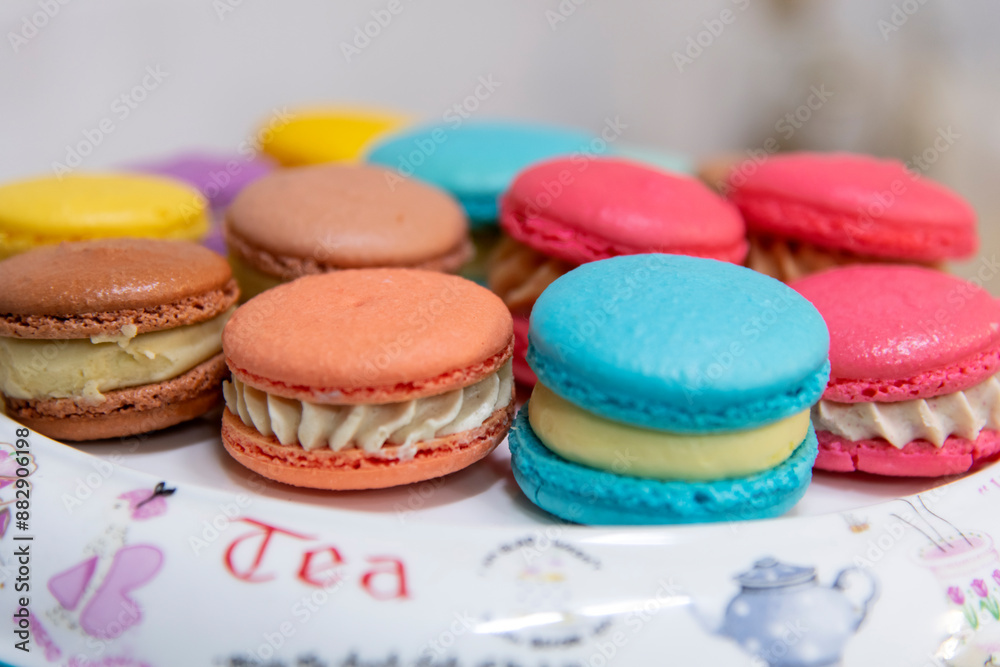 View of the macarons on the plate