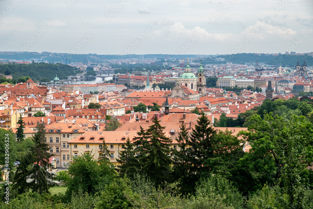 Obraz premium Cityscape view of Prague, capital of Czech republic, view from the Strahov monastery