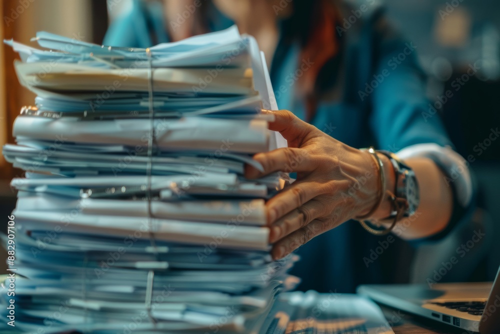 A professional stack of business documents under scrutiny, with a focus on meticulous examination and analysis in a corporate setting. A professional stack of business documents under scrutiny, with a focus on meticulous examination and analysis in a corporate setting.