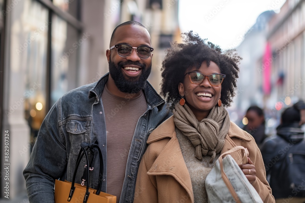 A joyful couple enjoying a cheerful stroll in the city, embracing and capturing moments of happiness together. A joyful couple enjoying a cheerful stroll in the city, embracing and capturing moments of happiness together.
