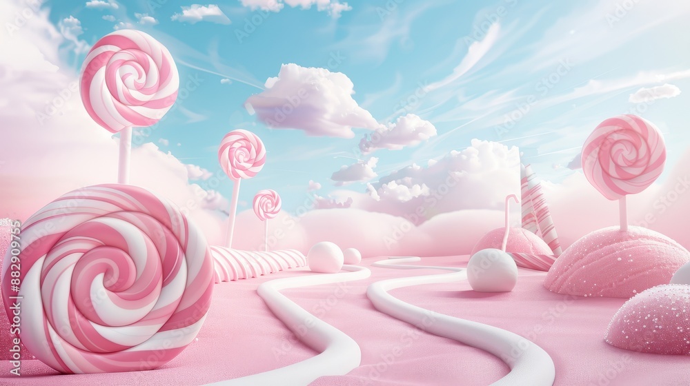 custom made wallpaper toronto digitalA pink and white candy land with a pink and white lollipop road