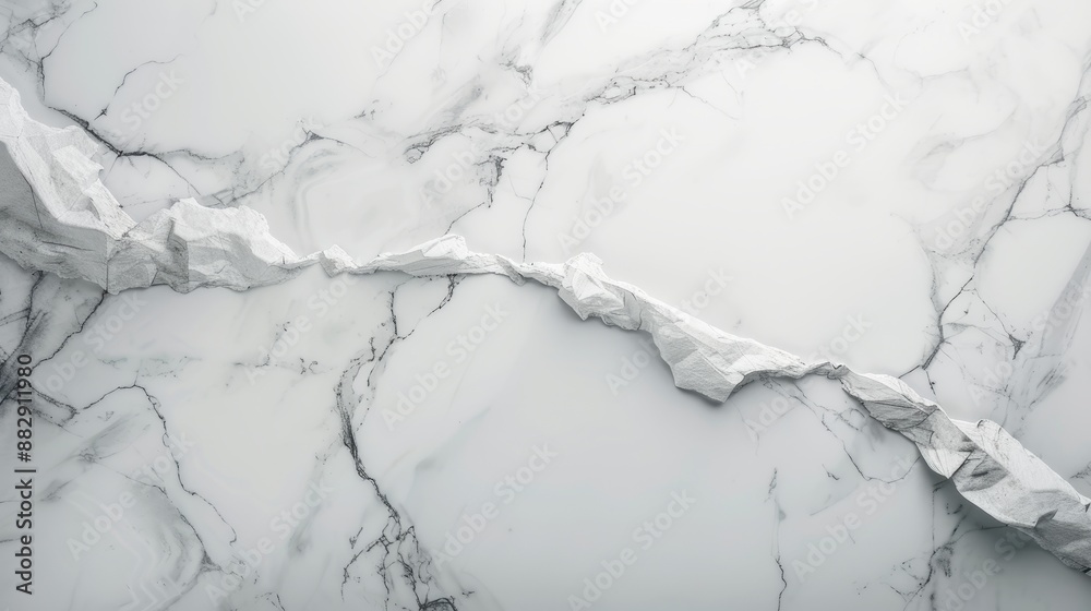 A white marble floor with a crack in it A white marble floor with a crack in it