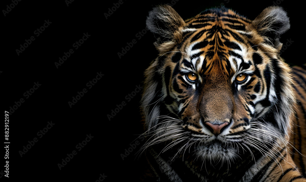 Fototapeta premium A tiger with a black background