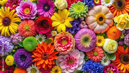 Colorful and vibrant background of assorted flowers, flowers, colorful, vibrant, background, blooming, petals, nature, garden