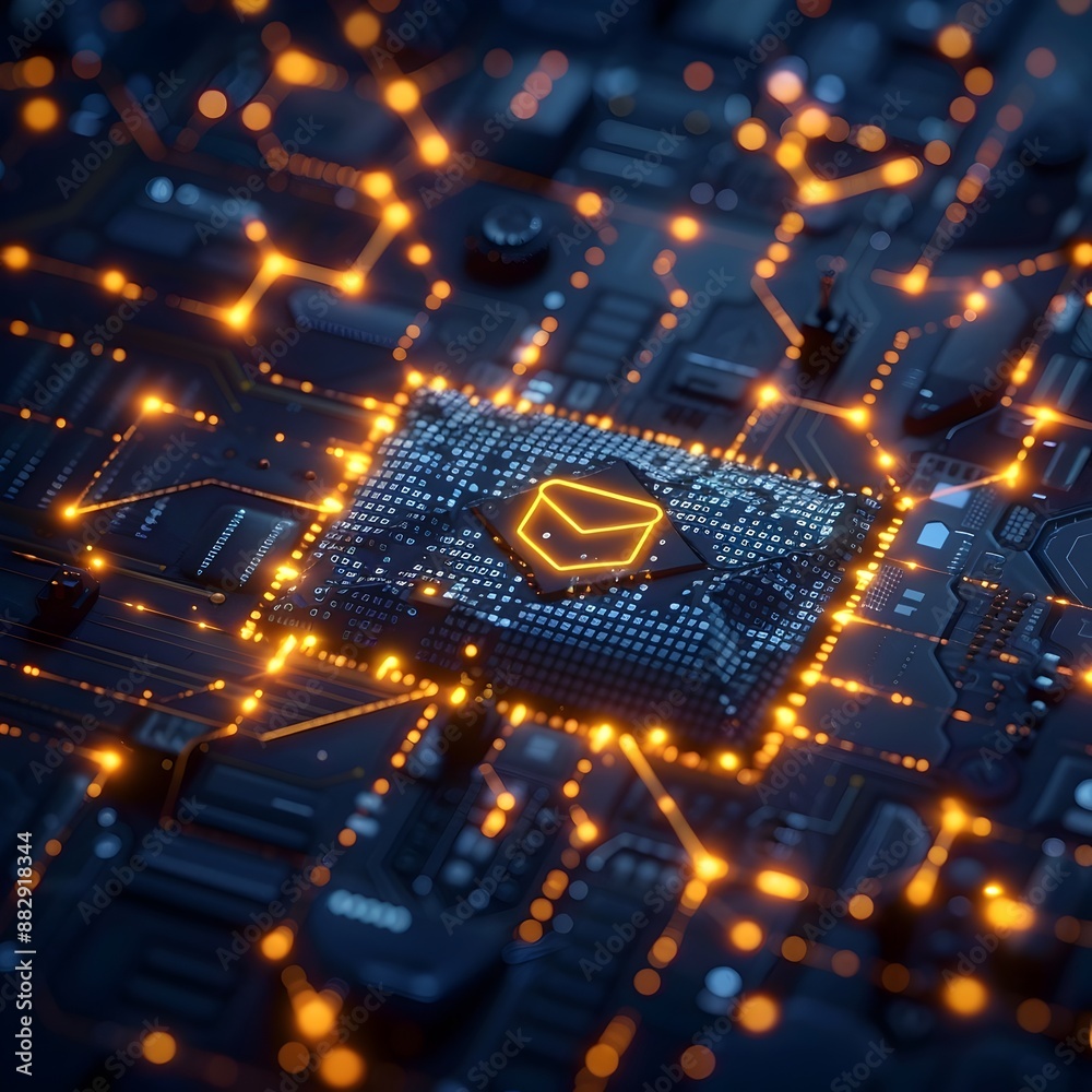 Secure Email Icon with Cybersecurity Themed Digital Background Secure Email Icon with Cybersecurity Themed Digital Background