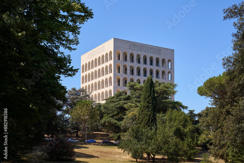 Palazzo della Civiltà Italiana (Palace of Italian Civilization) at EUR in Rome, example of the rationalist architecture of the first half of the 20th century