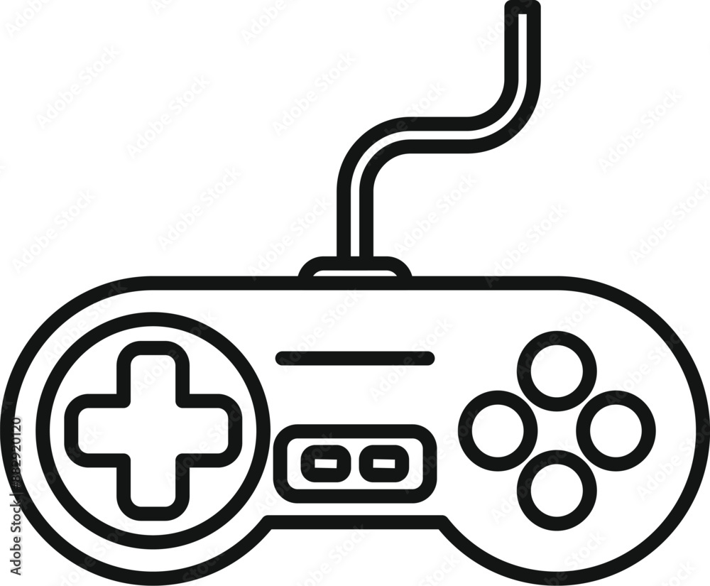 Wired gamepad with buttons and directional pad for playing video games on a white background Wired gamepad with buttons and directional pad for playing video games on a white background