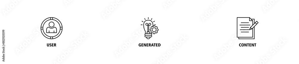 UGC banner web icon set vector illustration concept for user-generated content with icon of people, network, process, engine, click, internet, website, archive and browser UGC banner web icon set vector illustration concept for user-generated content with icon of people, network, process, engine, click, internet, website, archive and browser