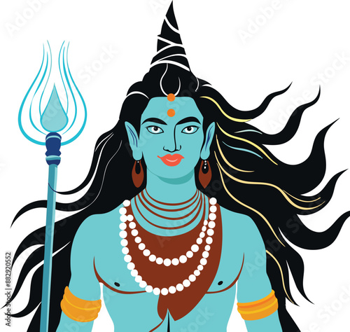 Vector Illustration of Hindu god shiva