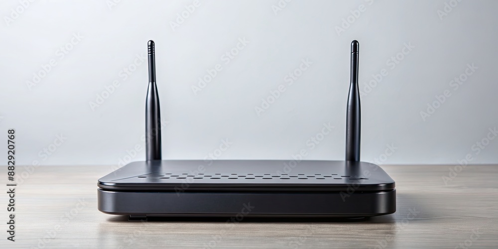 Black wireless modem on background, technology, internet, connectivity, network, device, communication, router, data Black wireless modem on background, technology, internet, connectivity, network, device, communication, router, data