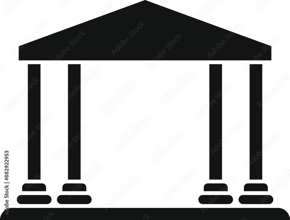 Black and white icon of a building with columns representing government, finance and institutions Black and white icon of a building with columns representing government, finance and institutions