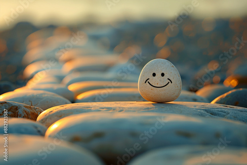 Smiling stone, positive thinking photo