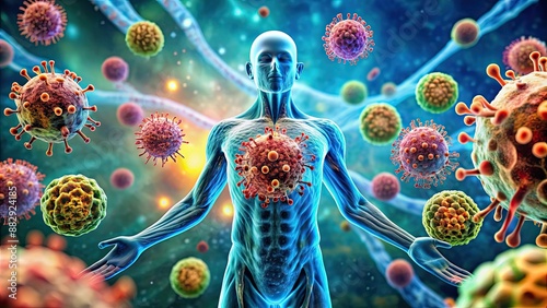 Cancer cells in the human body , Oncology, malignant, tumor, disease, medical, health, cell division, genetics