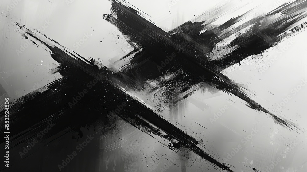 Fototapeta premium Black And White Abstract Paint Strokes