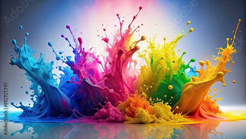 CMYK color splashing in a vibrant and artistic manner, CMYK, color, splashing, vibrant, artistic, paint, design