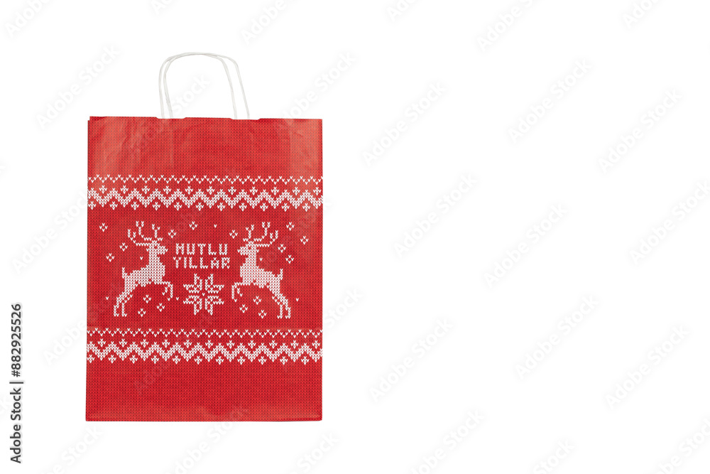 Vibrant Red Paper Shopping Bag with White Handles Isolated on White Background for Retail, Gift Packaging, and Branding Mockup Designs Vibrant Red Paper Shopping Bag with White Handles Isolated on White Background for Retail, Gift Packaging, and Branding Mockup Designs
