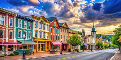 Charming small town with colorful buildings and bustling streets, Roseburg, Oregon, architecture, downtown, picturesque photo